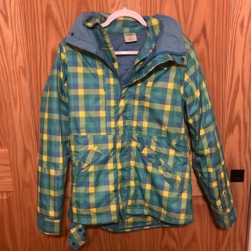 Foursquare Teal, Yellow, and Blue Plaid Ski Jacket